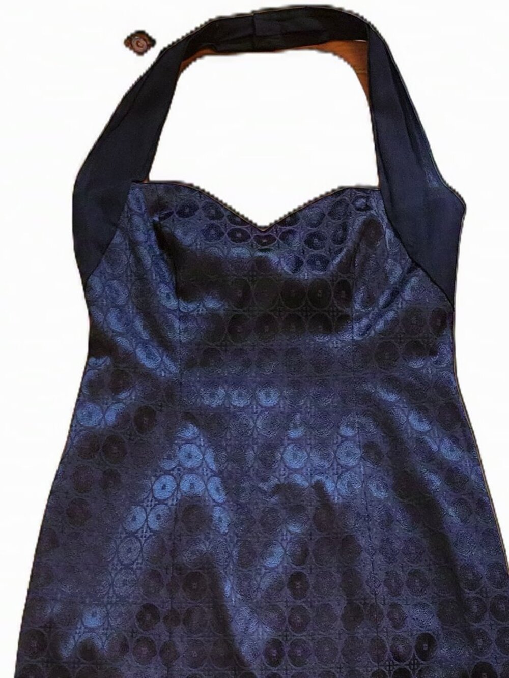 Adrianna Papell Black Polished Cotton Cocktail Dress  Sweetheart Halter Neck, 10